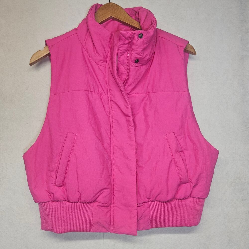 Thread & Supply Pink Nylon Crop Puffer Vest - Women's Medium